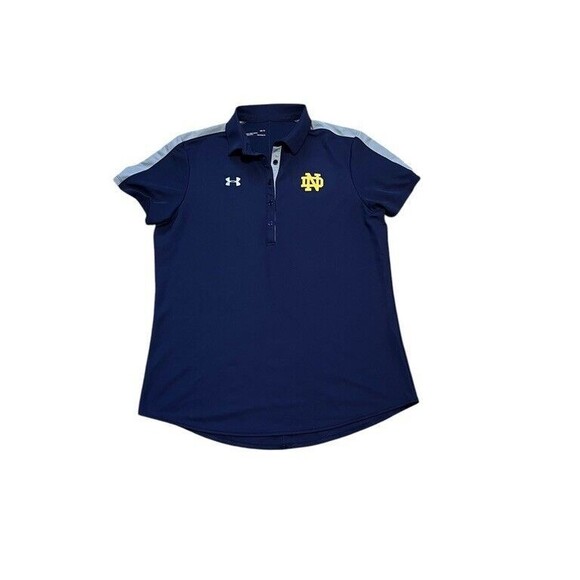 Notre Dame Fighting Irish Women's Under Armour Golf Polo Size Large Blue/Gold - Picture 1 of 7